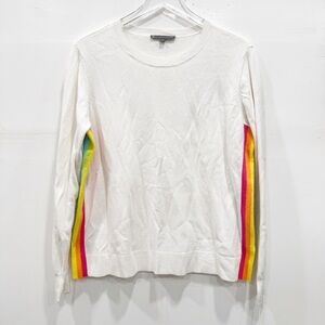 Elliott Lauren Cotton Cashmere Rainbow Seam Sweater Side Slits Medium